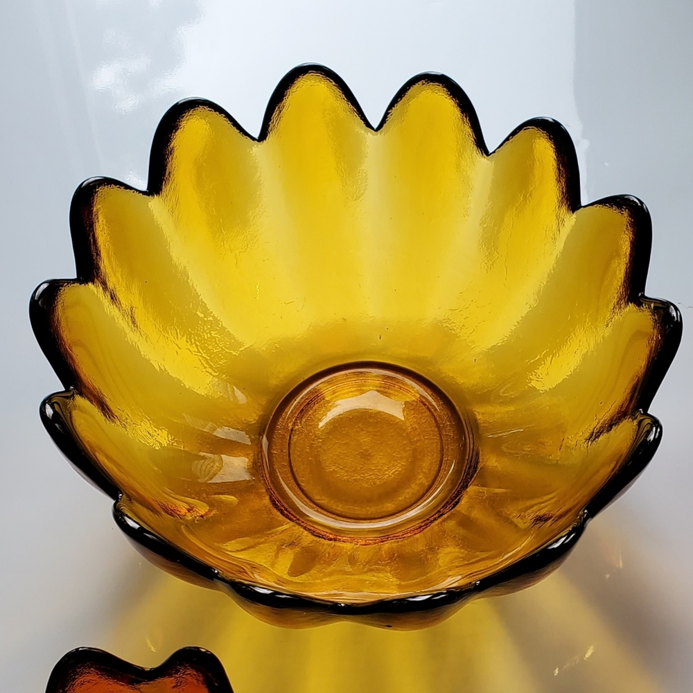 Pair Blenko 10.5" & 5.5" Amber Bowls SAVE $$$ w/ POSH Shipping - Picture 9 of 11